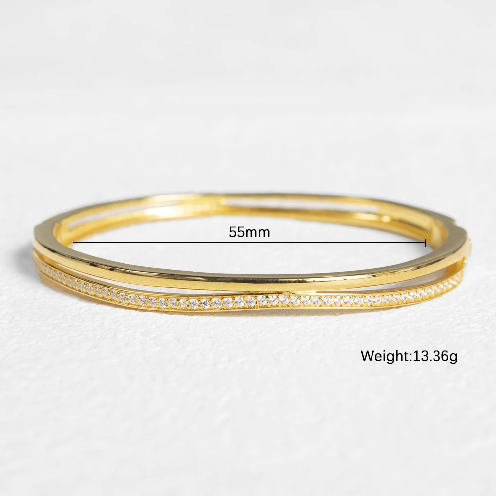 Carline 925 sterling silver custom 18k gold plated multilayer hollow zircon gold bracelet jewelry for women