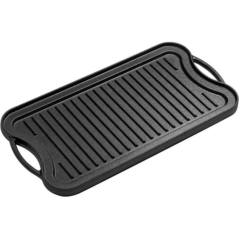 Heavy Duty Preseasoned Grill Pan With Cast Iron Material Rectangle Enamel Cast Iron Grill Plate Griddle Grilling Pan