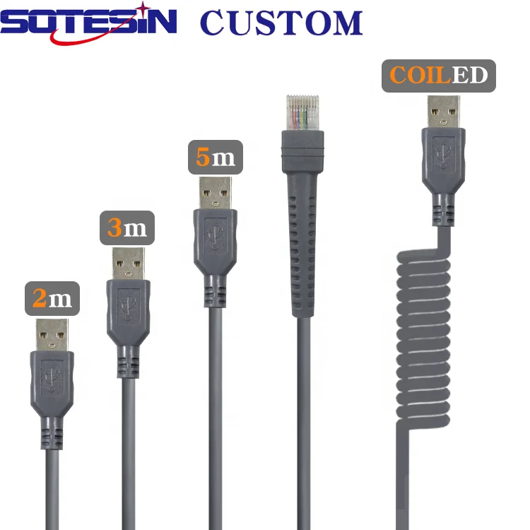  CBA-U01-S07ZAR 2 м USB сканер штрих-кодов Сканер кабель провод LS2208 DS2208 LS4208 Rj45 Мужской Usb печатающая головка для Zebra