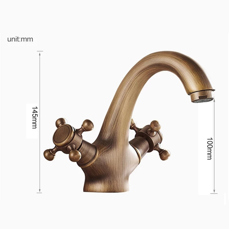 Antique Faucet Bathroom faucet Mixer in the bathroom washbasin taps mixer with two handles Deck Mounted Hot Cold Water