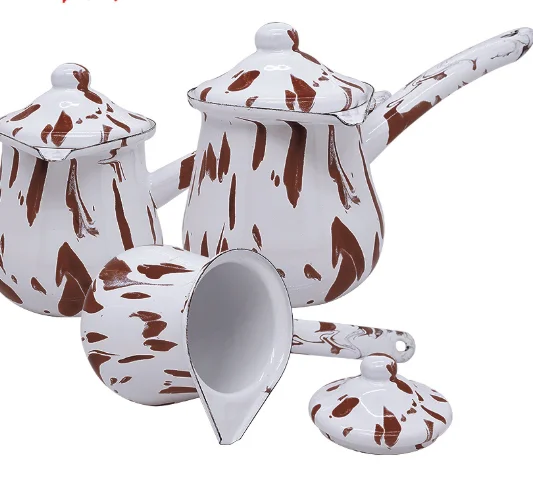 Turkish enameled coffee pot Arabic coffee mug with cover set coffee appliance
