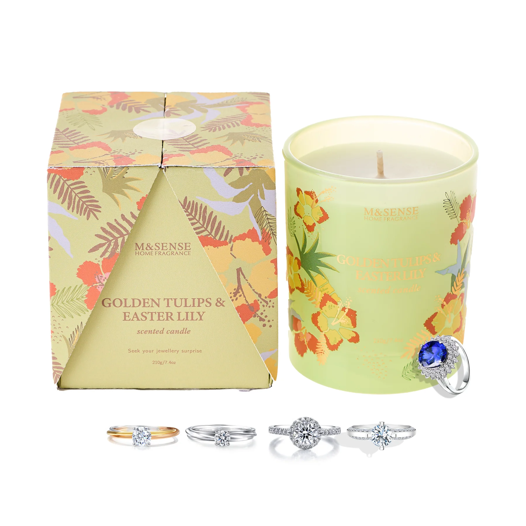 M&Sense wholesale custom designer aromatherapy soy wax gift set ring scented candle