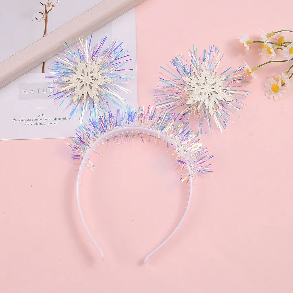 Christmas New sales girl accessories kids cute  bright silks Headband for party snowflake laser Headband