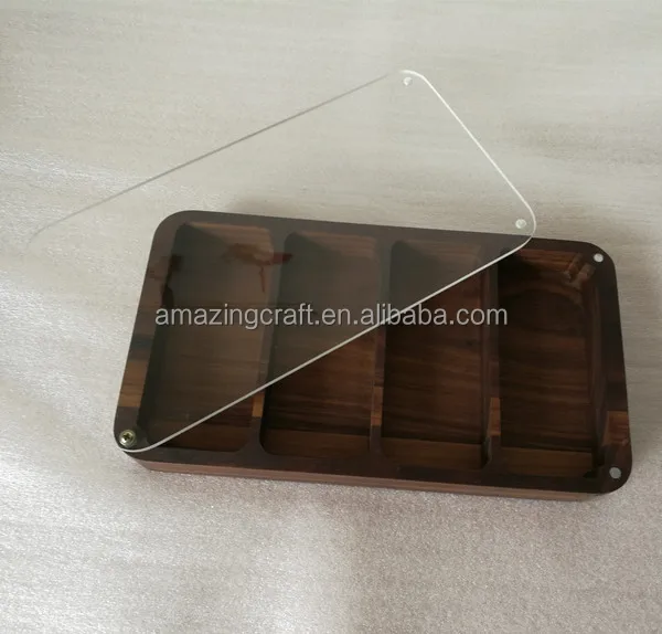 CNC Cutout Walnut Gift Box with Magnets Thick Acrylic Swivel Open Cover OEM Dimension Top Quality Wholesale