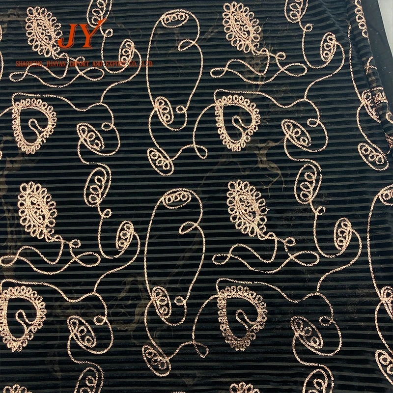 Good quality factory directly popular in middle east market stretch striped velvet foil fabric