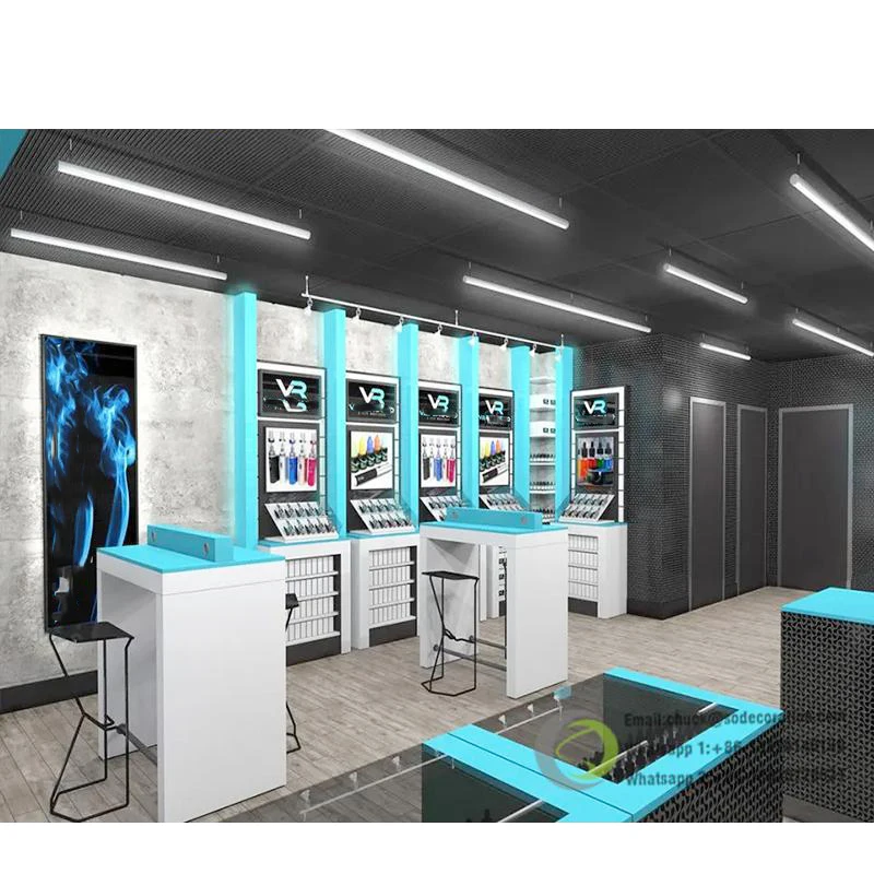 Cigarette Store Cabinet Custom Wooden Tobacco Shop Glass Display Showcase Retail Store Custom Glass Smoke Shop Cabinet