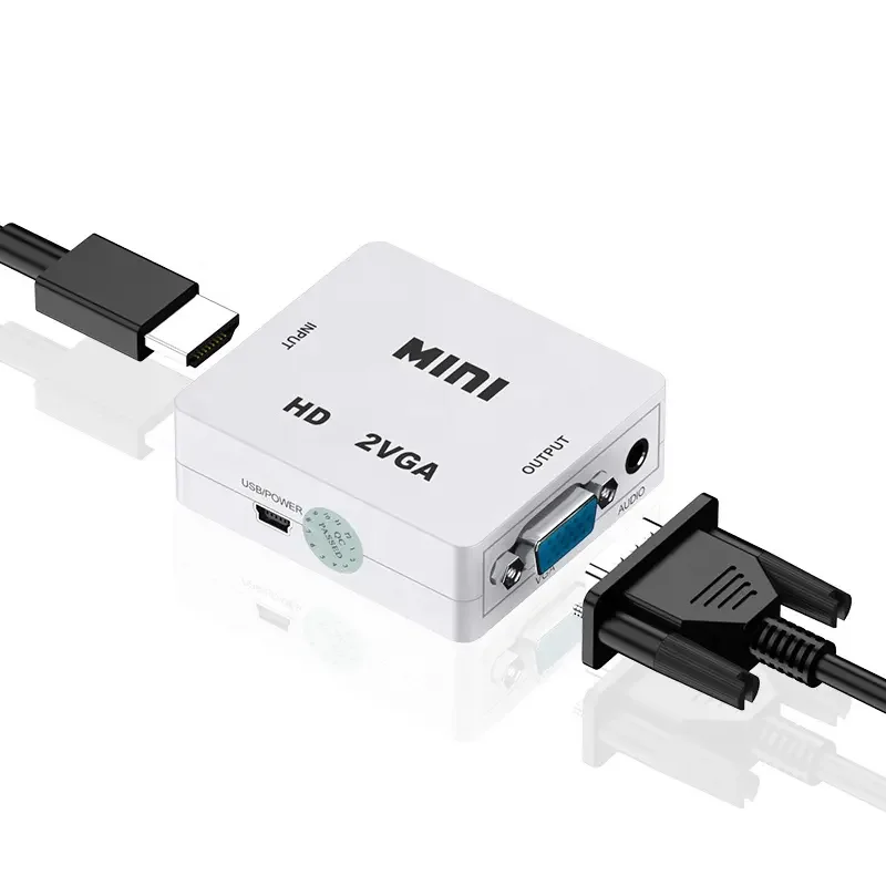 Factory Price MINI HD2VGA Converter Box Adapter 1080P HD TO VGA With Audio Power hd vga mini converter for PC