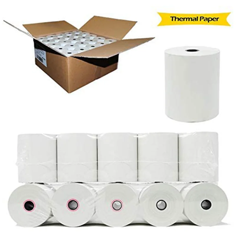 BPA Free Supermarket Receipt Tape 48gsm Pure Wood Pulp Pos Cash Register Roll Thermal Paper 57x50mm