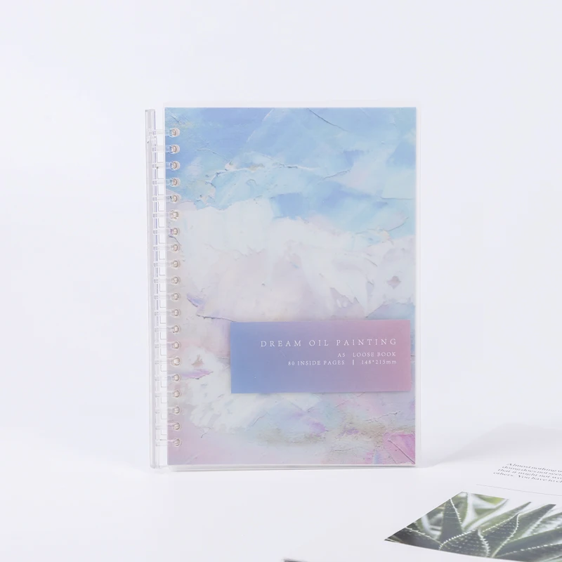 Пользовательский красочный A5/A6 мечтательная живопись пластиковая проволока-O розовый спиральный блокнот