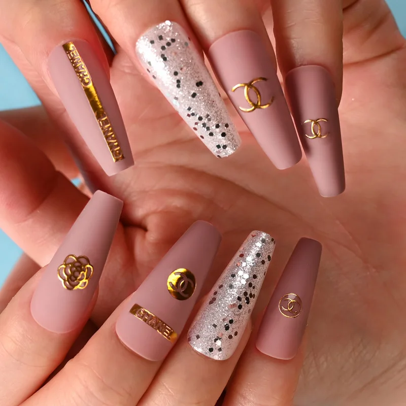 Wholesale 11 Style Colorful Simple Custom 24pcs a Box Reusable Unas 3D press on nails