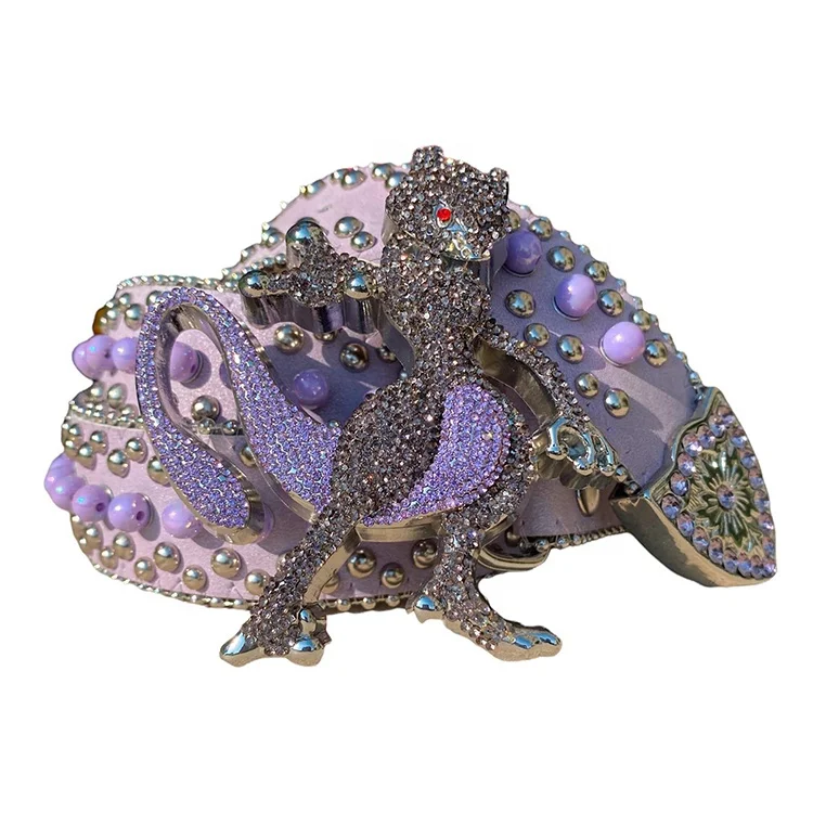 Custom Cartoon Logo Belt Buckle Creative Designer Brand Name Private Metal Buckle with Diamond