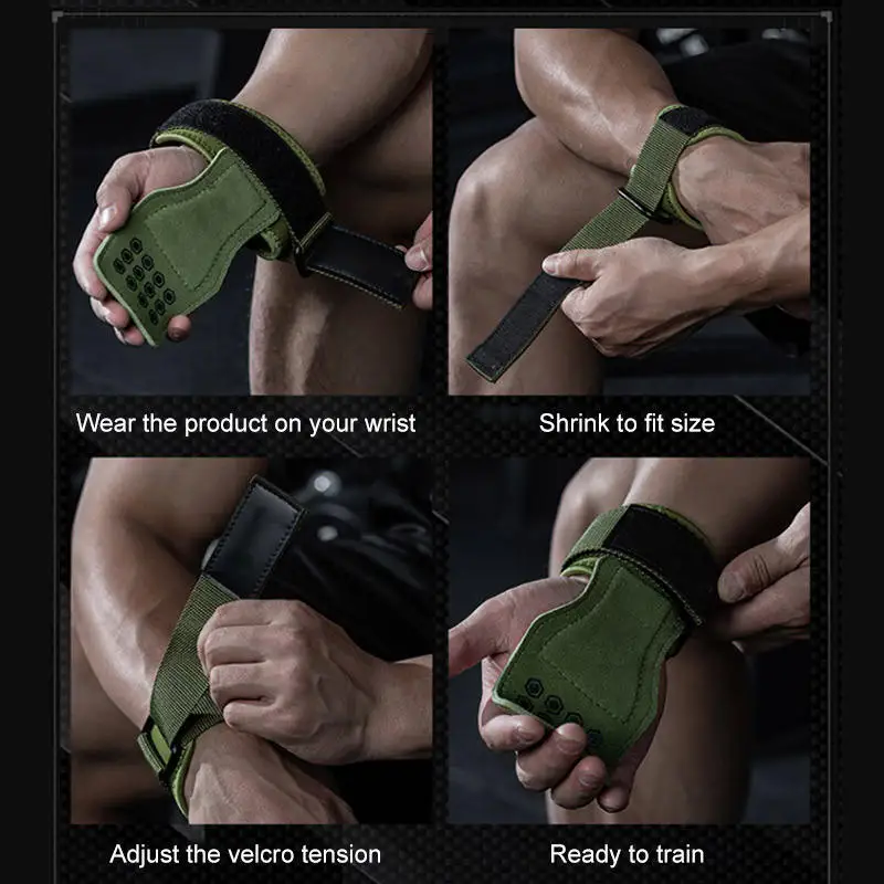 Premium Silicone Padding Protect Palm Hand Lifting Grip Pad Gym Adjustable Wrist Straps for Weight Power