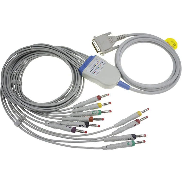 Compatible Schiller AT3 AT6 CS6 AT5 AT10 AT60 EKG Cable Factory Custom Banana 4.0 IEC AHA Without Resistor DB 15pin EKG Cable