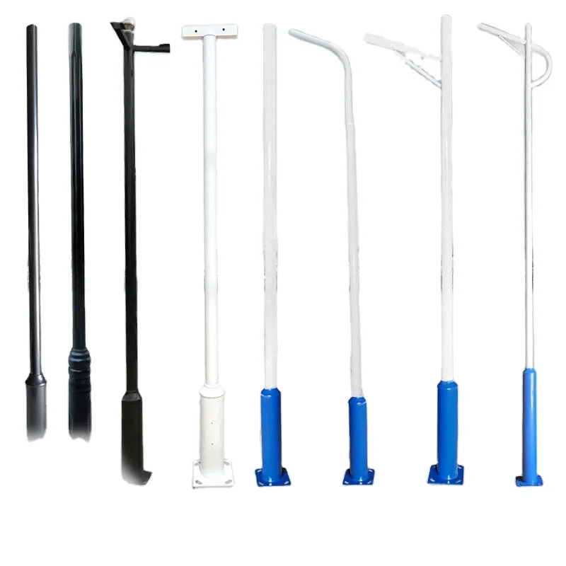 high quality single arm steel solar street light post road led garden lighting lamp pole