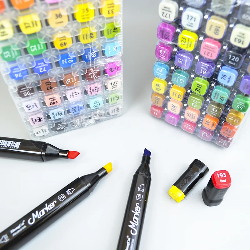 Набор высококачественных двусторонних маркеров с тонким наконечником из ткани