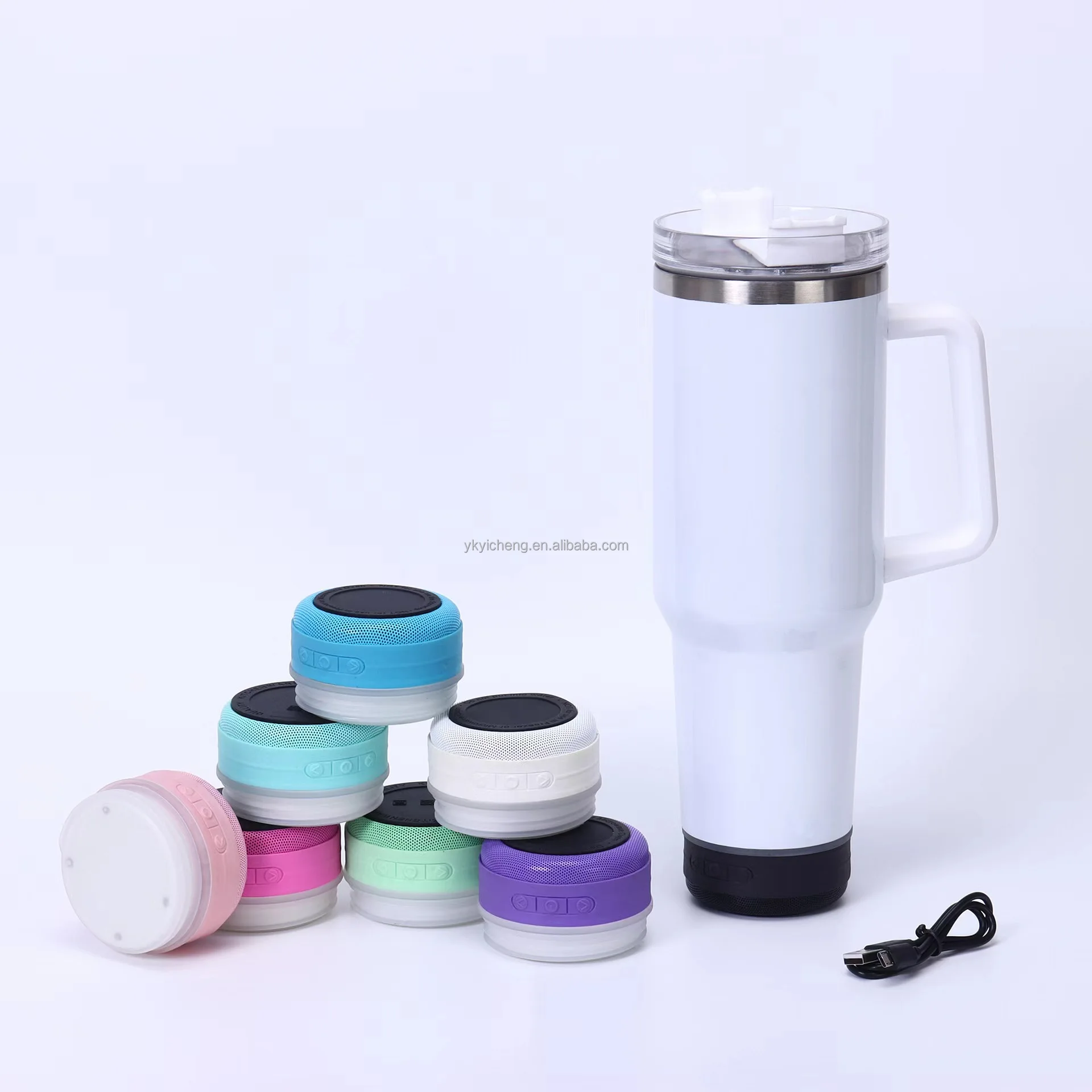 40oz double wall Outdoor Insulation Vacuum Music cup Smart Wireless Blanks Sublimation Speaker Tumbler with lid USB Charger