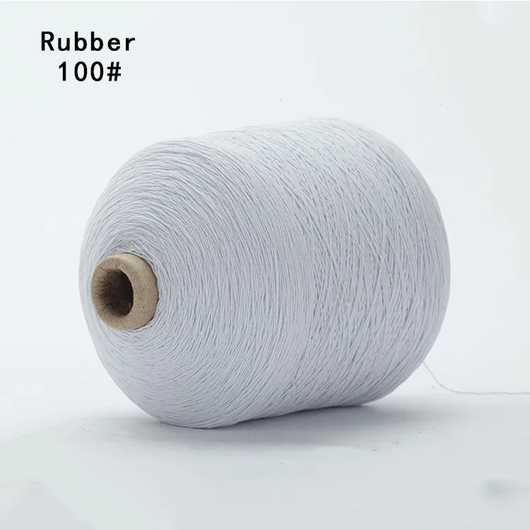 manufactory high quality natural latex covered polyester 100D elastic thread for socks 100# white rubber yarn