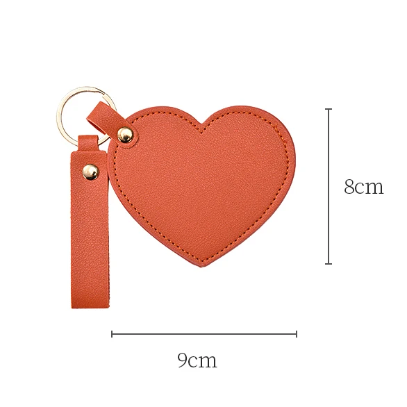 SAIYII New Arrival Heart Design Pu Leather Travel Makeup Mirror Pocket Mirror Custom Logo Compact Mirror with Pu Key Chain