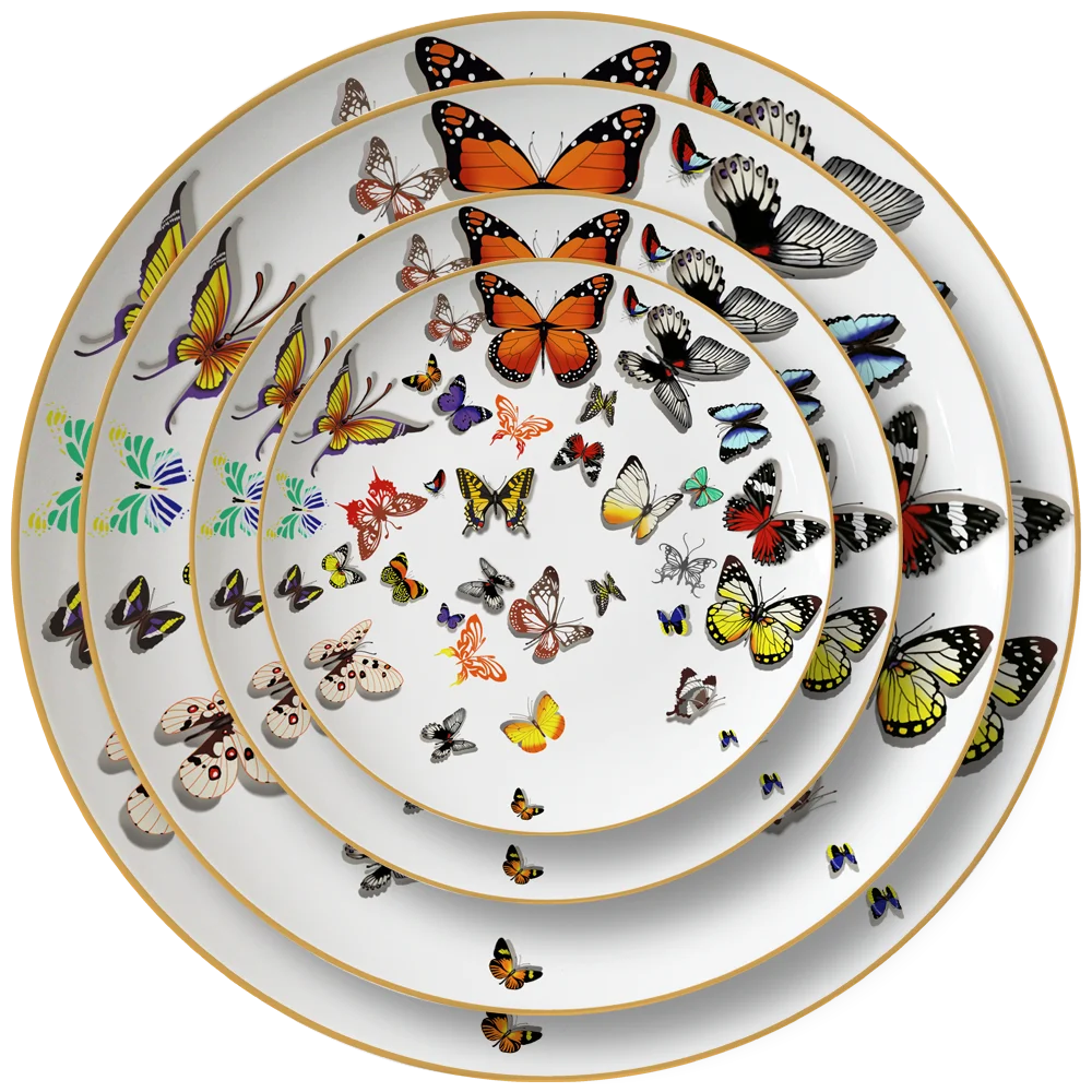 Высококачественные столовые наборы с бабочками роскошные китайские тарелки