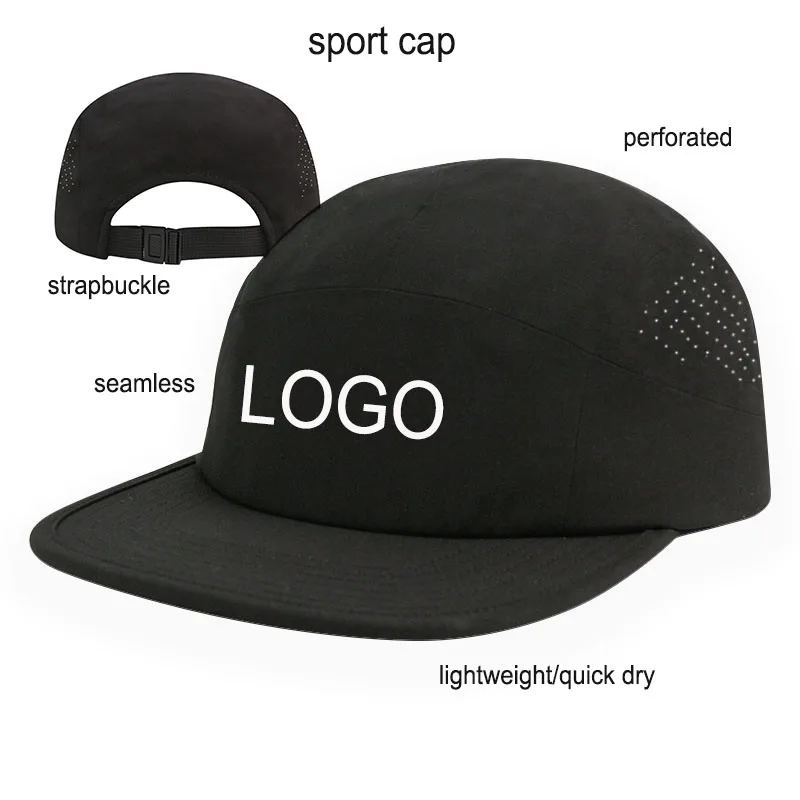 HS31 Custom Logo Men Women Unstructured 5 Panel Sports Running Hat Outdoor Camping Gorras Quick Dry Nylon Camp Cap
