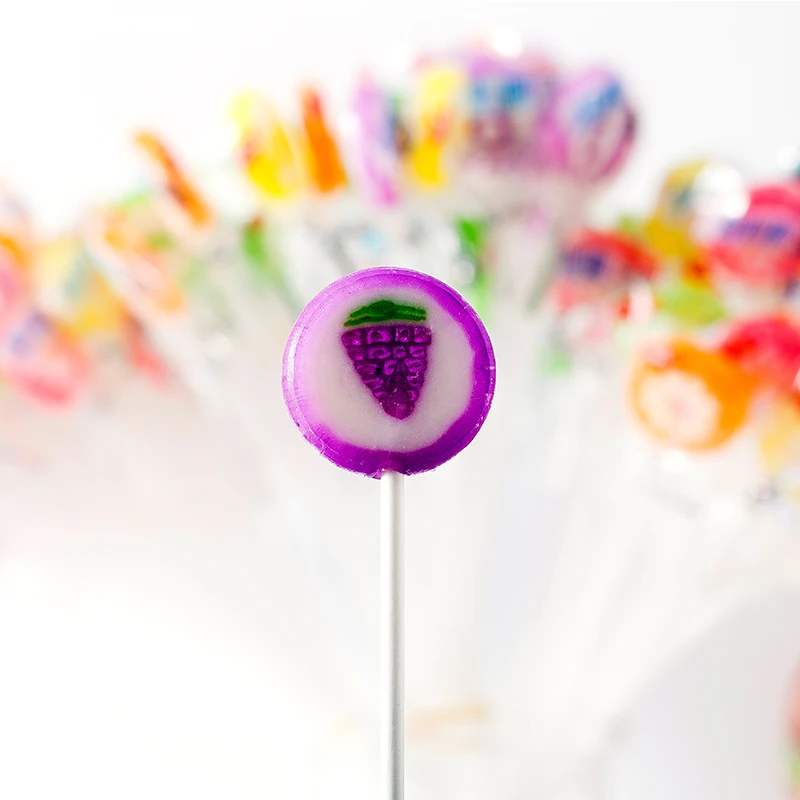 New Designed 8g Safety Paper Bom Bom Lollipop Tiger Pattern Lollipop Candy