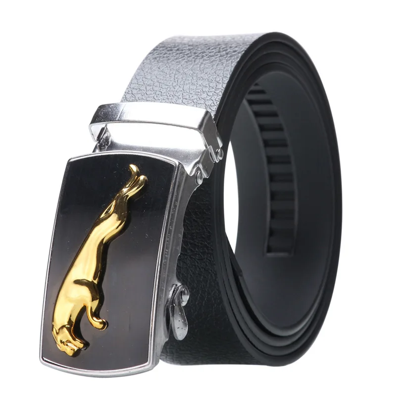 Wholesale Male Ratchet Waist Straps Gift Automatic Buckle Belt Black Strong Casual Business Men Leather Belts