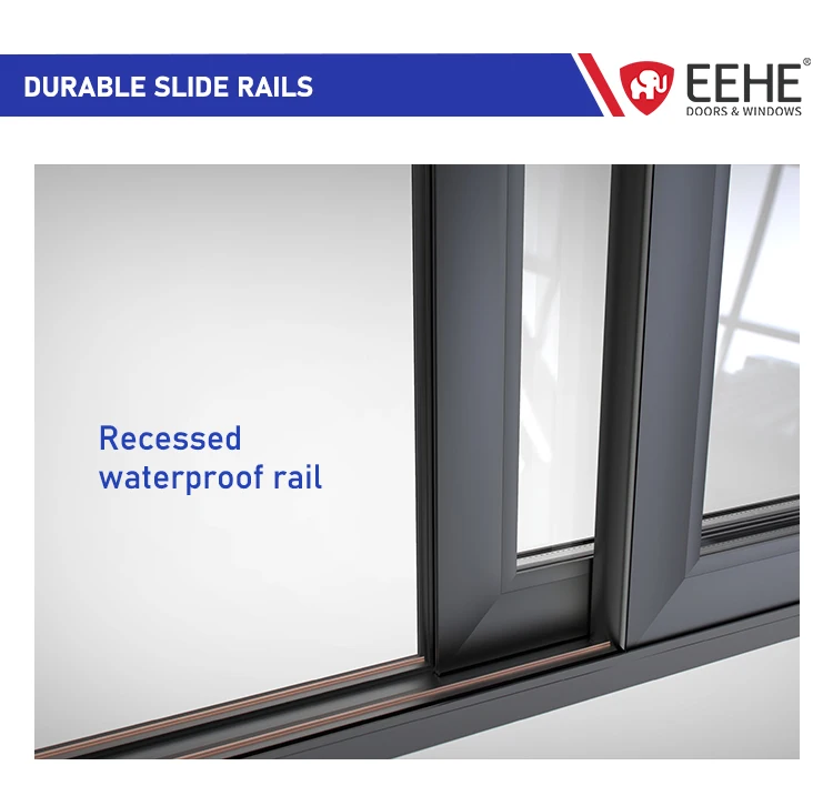 EEHE Exterior Double Soundproof Waterproof Sliding Door Aluminum Alloy 3 Panel Tempered Glass Sliding Doors