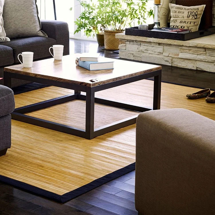 Eco-friendly Dark Tan Bamboo Floor Carpet Multifunctional Rectangle Design for Living Room