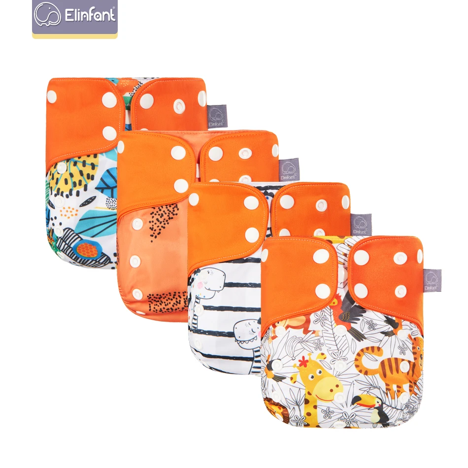 Elinfant new arrival 4pcs set ecological reusable double gussets washable cloth diaper nappy diapers