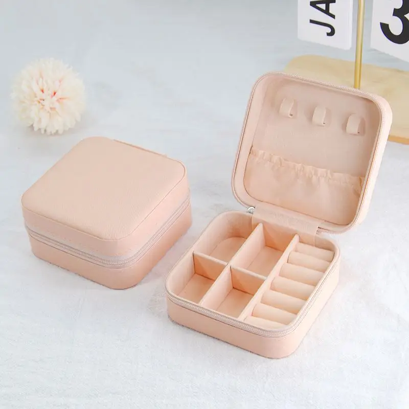 EverBright New 360 Degrees Rotation PU Leather Jewelry Box With Glass Window/Mirror Large Rotatable Jewelry Storage Display Box