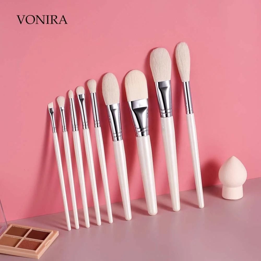 Vonira 9 Pcs Eyeshadow Foundation Powder Eye Blending Eyelash Brow Make Up Brush Cosmetic Beauty Tool Kit Hot Makeup Brushes Set