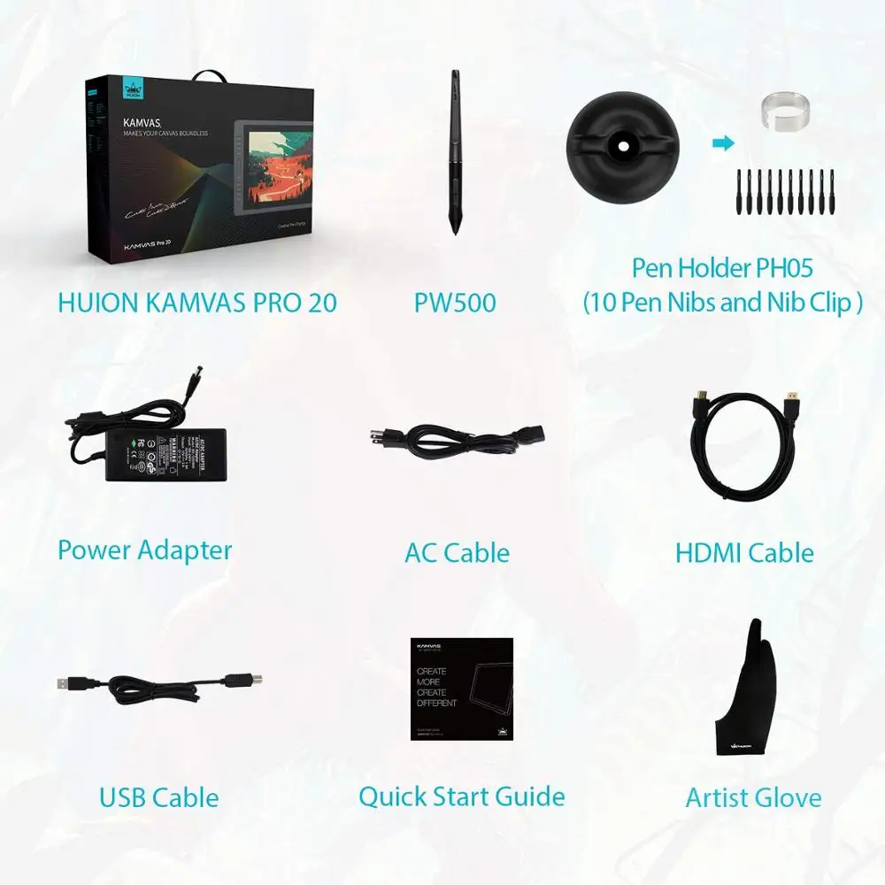  Планшет-монитор Huion Kamvas pro 20 8192 2019 RGB с 120% уровнями чувствительности и