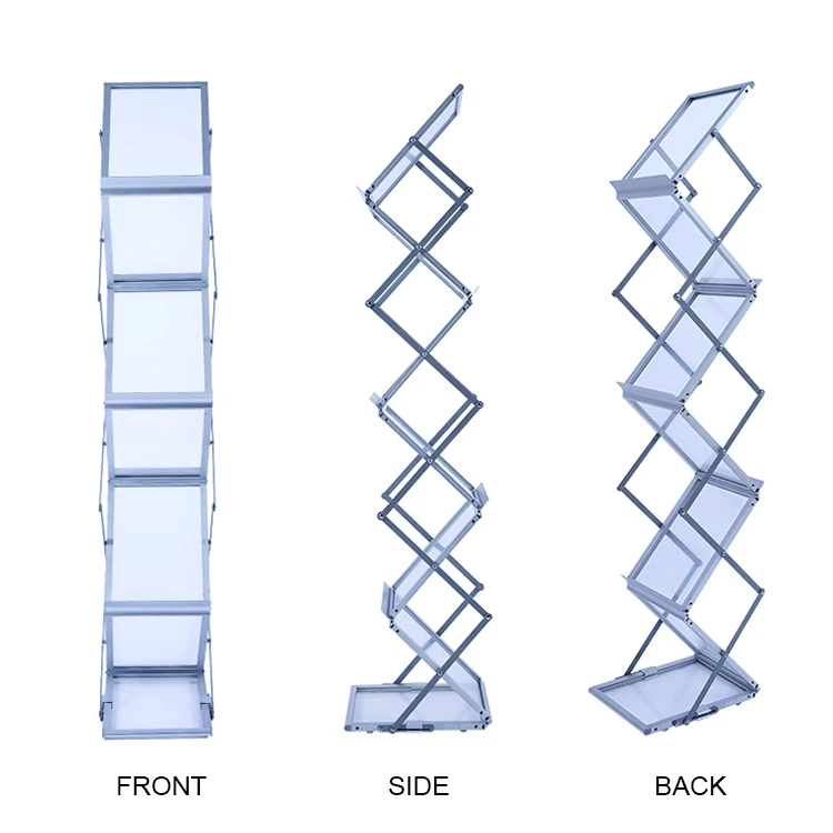 Promotional catalogue aluminum stand acrylic Z shape brochure display stand
