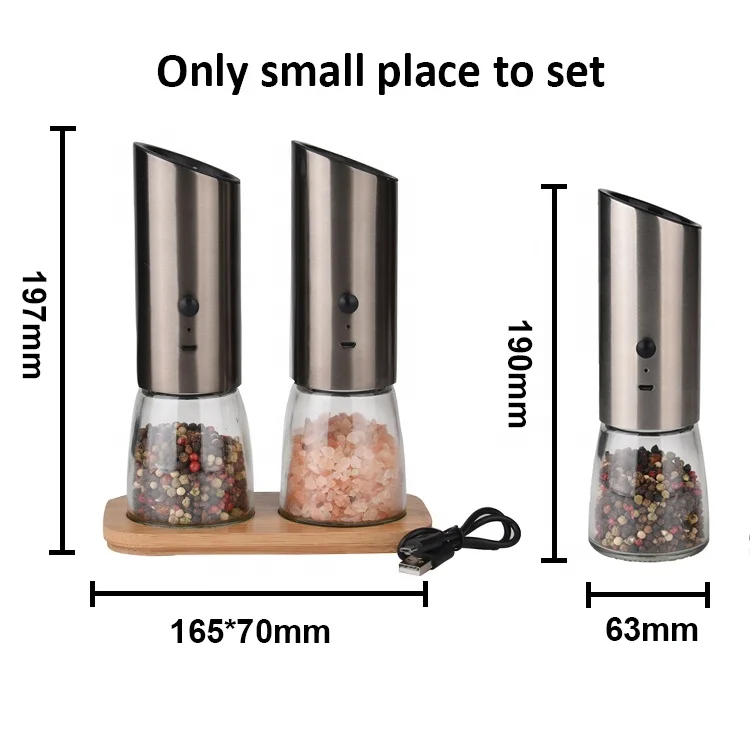 2021 New Arrivals Amazon Top Seller USB Rechargeable 304 S/S Gravity Electric Indian Salt and Pepper Grinder Mill for Cooking