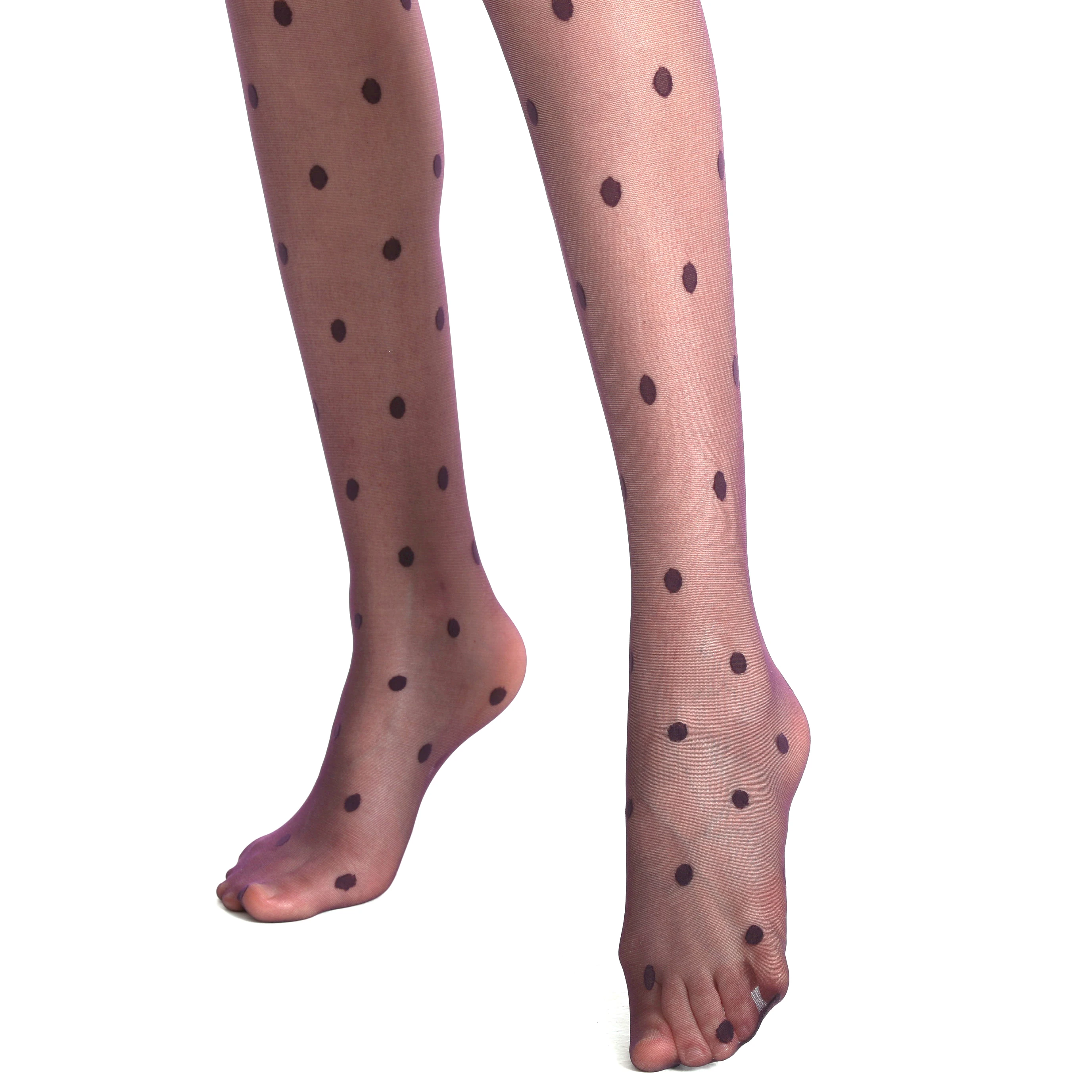 Brand New Purple Dot Pantyhose Hosiery Pictures Of Women In Transparent Tights
