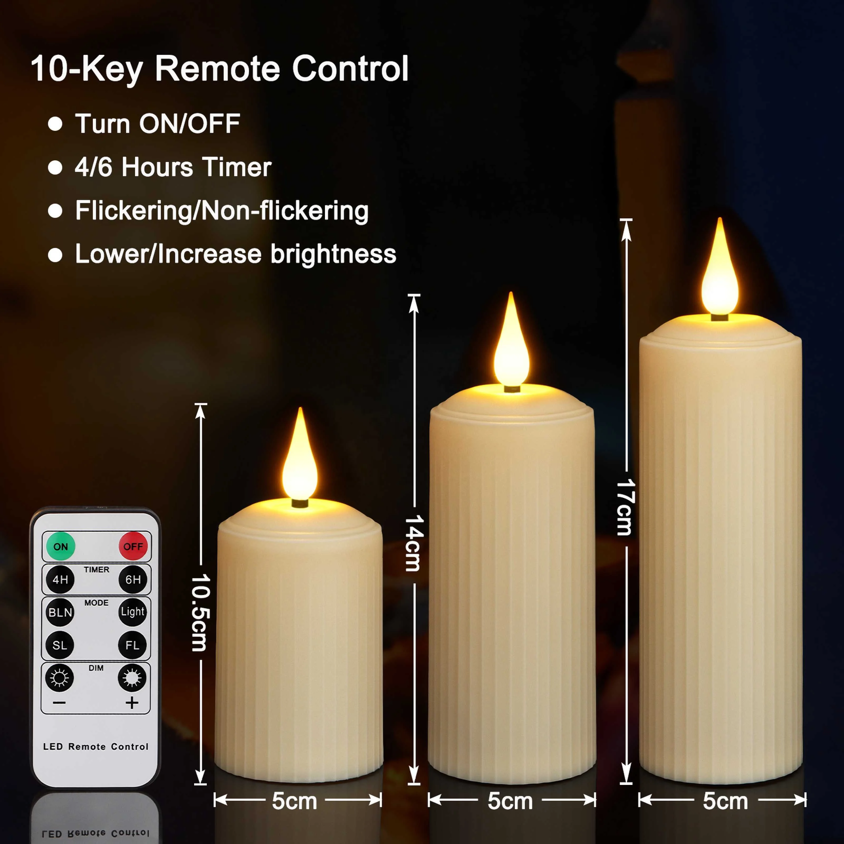 2023 New Arrival Remote Control LED Pillar Candle Set Rechargeable USB-C Waterproof Flameless LED Candle