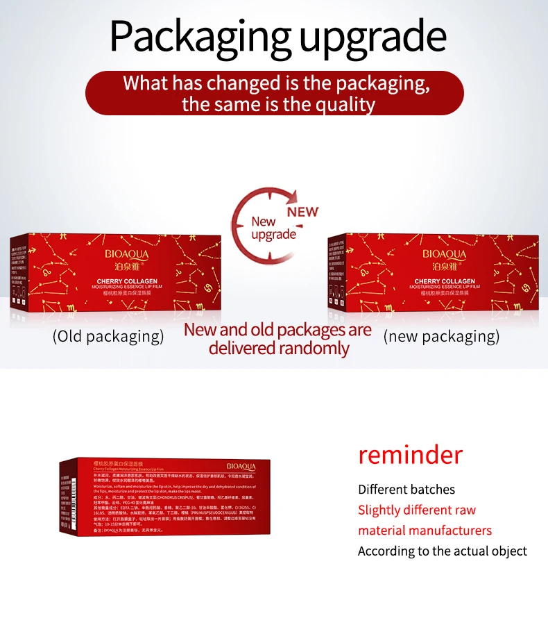 BIOAQUA  Private Label Lip Skin Care Moisturizing Anti Aging Cherry Collagen Sheet Lip Mask