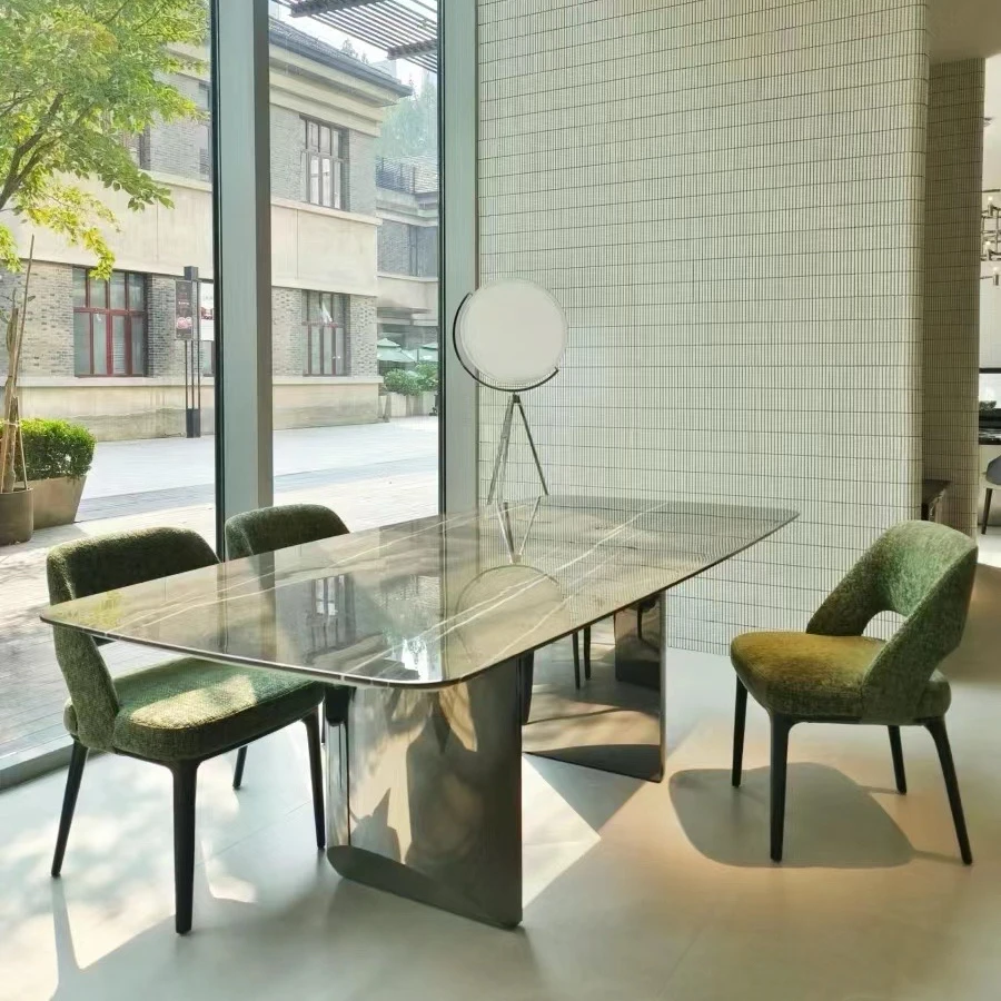 New arrival solid wood leg chairs dining room furniture Italian modern green fabric dining chair