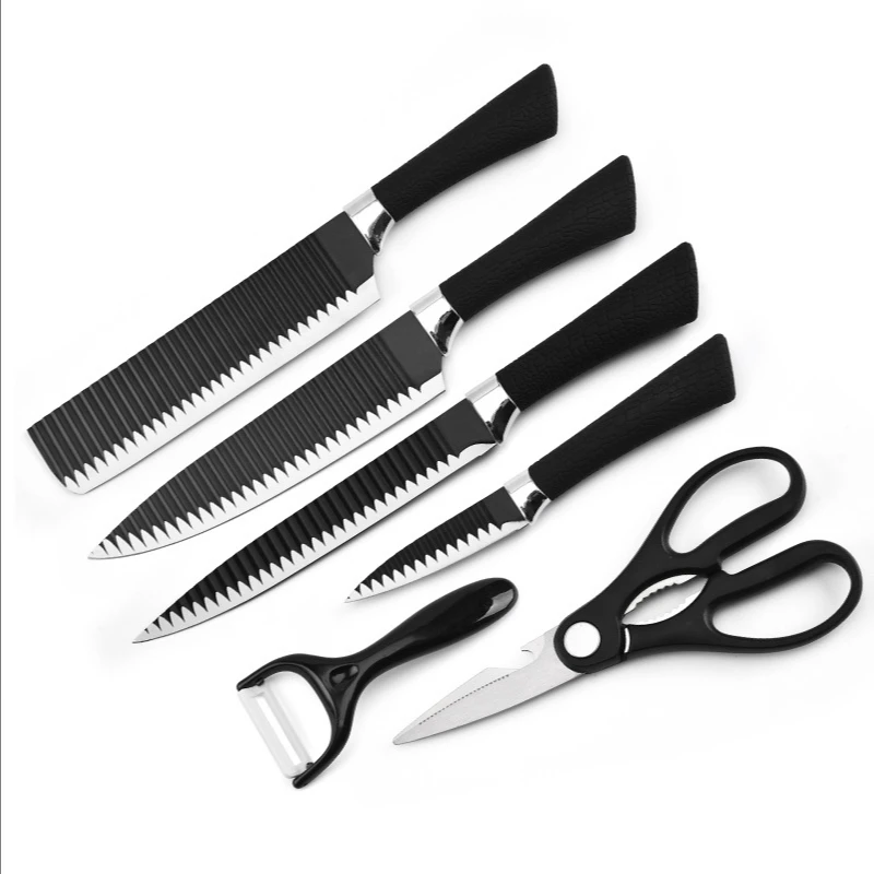 Amazon sells Stainless steel wavy cutter set 6 sets of household black steel knives