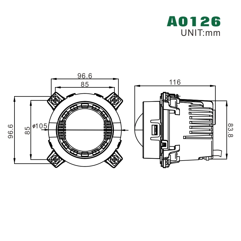 TUFF PLUS 90mm Project Led Headlight Hi Low Beam With Position Light Ece R112 Certification