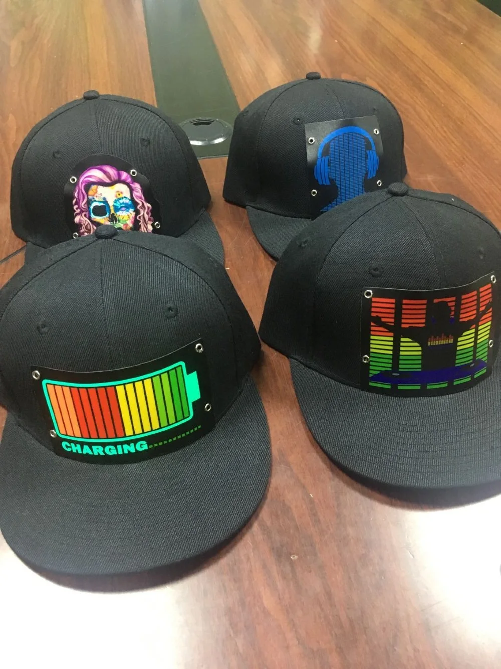 Hot Sale Creative Dance Custom Flashing baseball light up EL Panel hats Sound activated LED party Cap