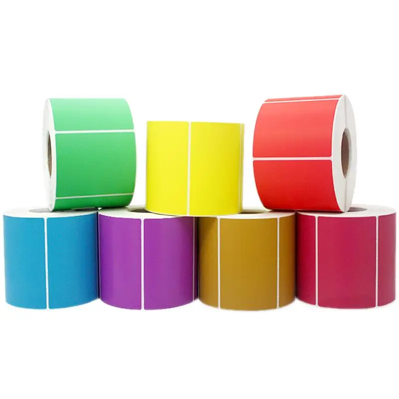 Custom factory blank colorful printable direct thermal transfer adhesive label sticker packed on rolls/sheets/fanfold