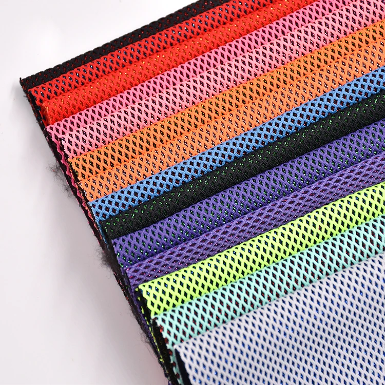 3D Spacer Power Lining Air Beaded Crystal Print Polyester Sandwich Stretch Mesh Fabric  For Sport Shoes