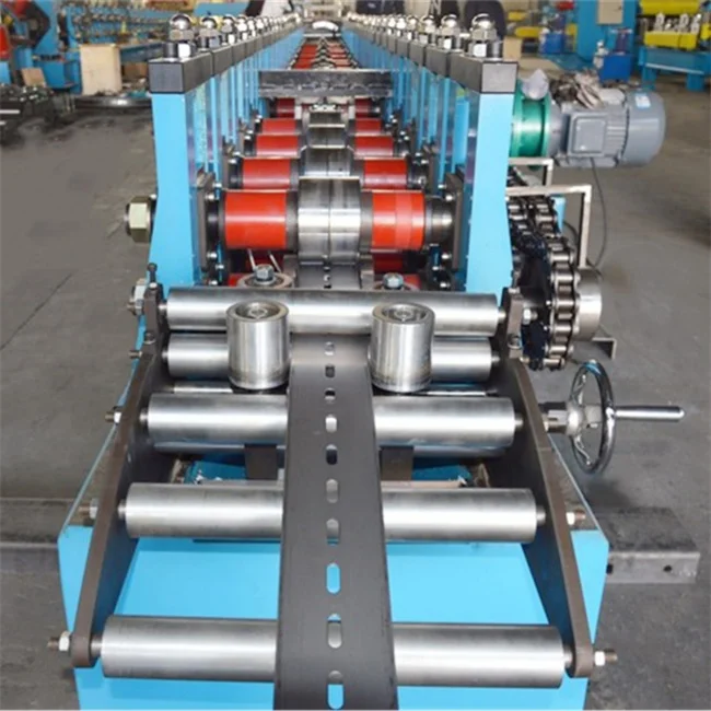 Servo punching and Servo cutting Unistrut channel roll forming machine with gearbox drive way and casting steel best quality