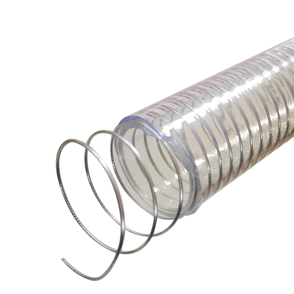 ID6mm-300mm Transparent PVC Conveying Oil Hose Pipe Steel Wire Reinforced PVC Steel Wire Hose