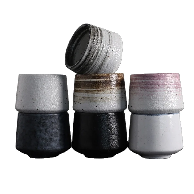 JIXI Japanese Style Big Capacity Ceramic Tea Cup Porcelain Teacups Chinese Kung Fu Cup