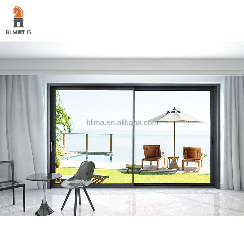 BLM Super Narrow Sliding Door Decorative Sliding Closet Door Panels Double Glazed Aluminum Slide Doors