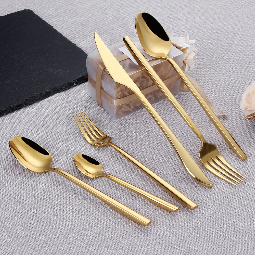 rose gold cutlery set stainless steel 18-10 forged hotel flatware flatware copper golden fork knife and spoon set for weddings