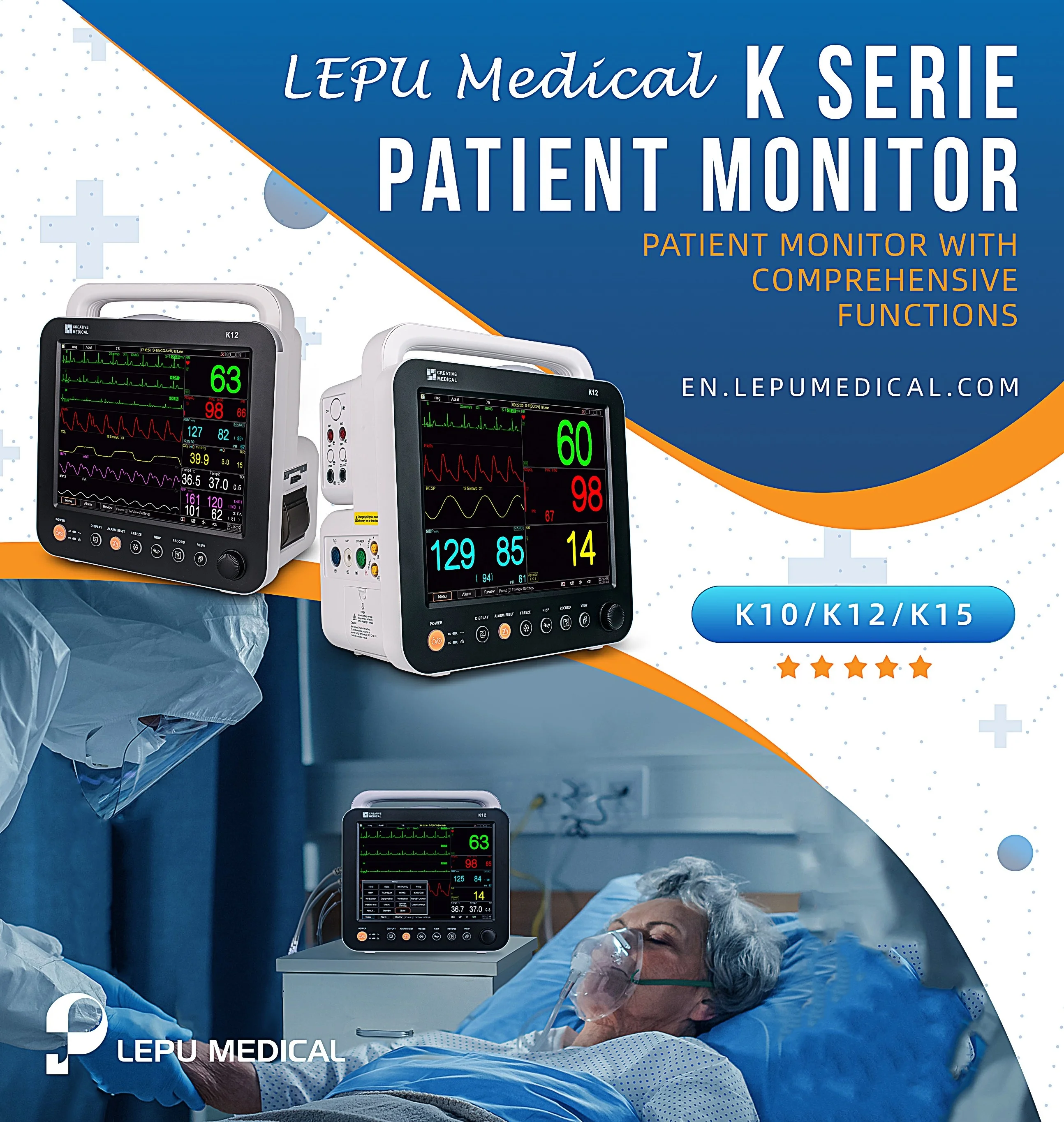 LEPU Made In China Sound And Light Alarm Nibp Cuff Visual Indicator Patient Monitor