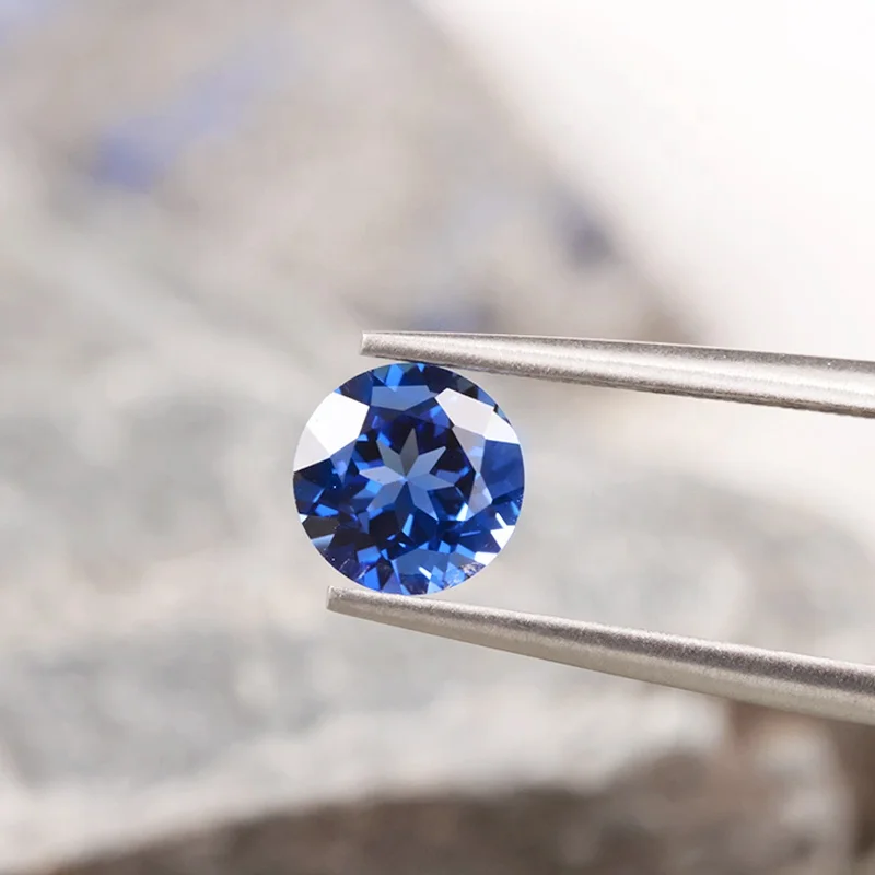 Blue color Round Lab Sapphire Gemstones AGL Certified Fine Jewelry Loose  gems 5A Grade Lab Grown Sapphire